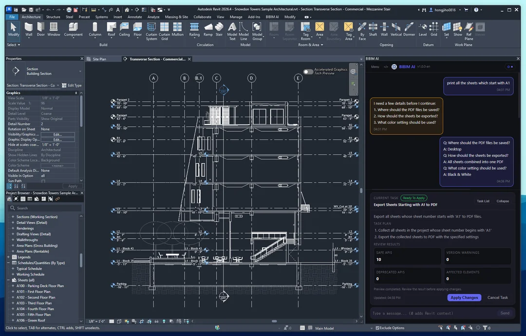 BIBIM AI running inside Revit
